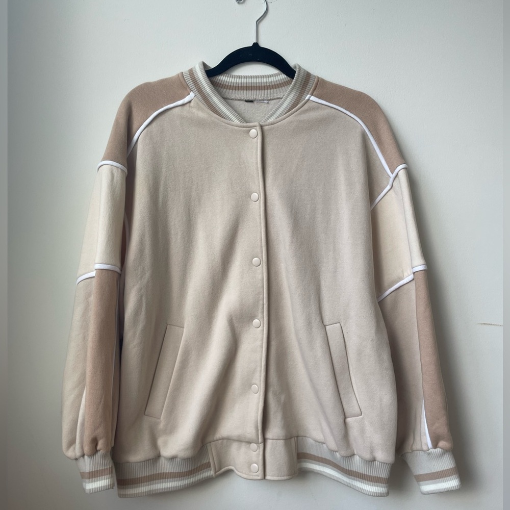 Color blocking varsity style jacket